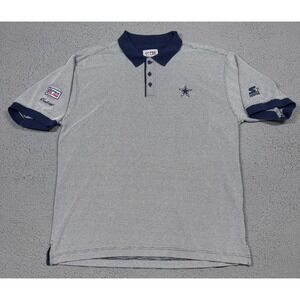 Vintage Dallas Cowboys Polo Shirt Mens XL Blue NFL Football Starter 90s Pro Line